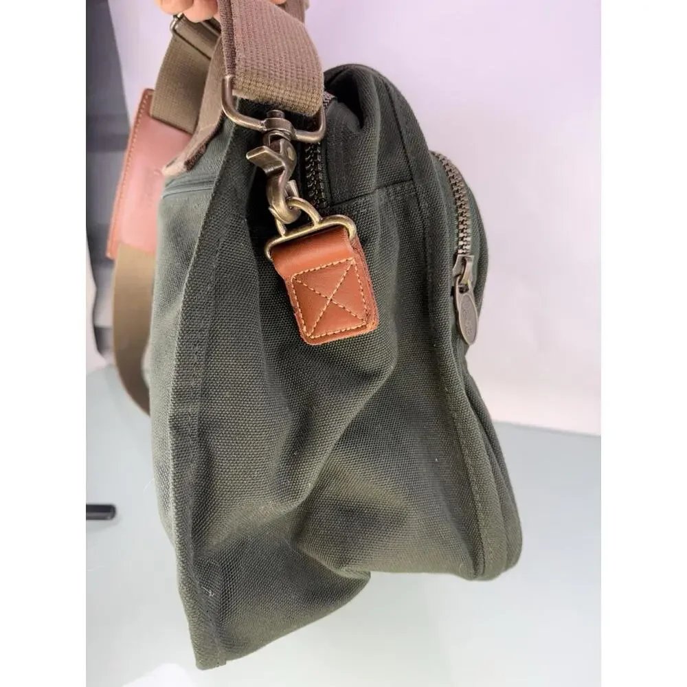 Vintage Dakota By TUMI Messenger Bag 90s Canvas Olive Green Shoulder Strap